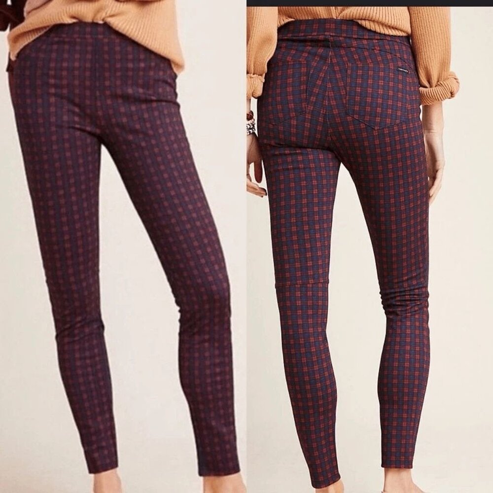 Sanctuary x Anthropologie Plaid Skinny Pull-On Pants Women’s Medium
